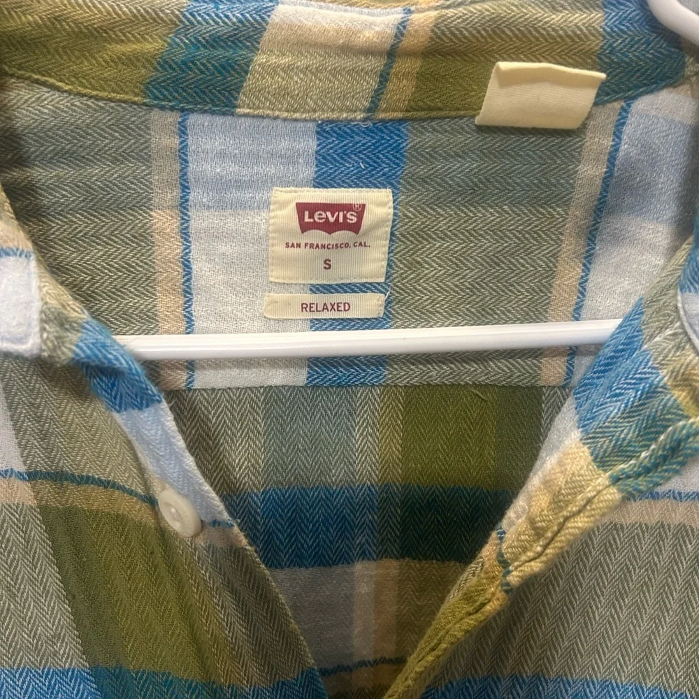 Levi's Jackson Worker Plaid Flannel Shirt Green Blue Men's SizeSRelaxed Fit 0160